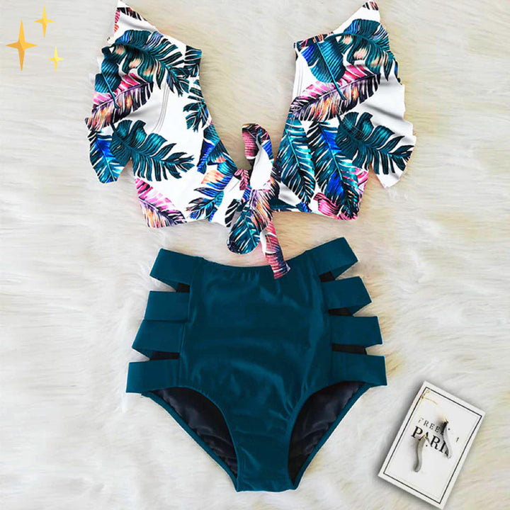 Bikini Set met Ruffle Top en Hoge Taille Broekje – Zaya