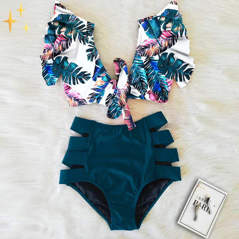 Bikini Set met Ruffle Top en Hoge Taille Broekje – Zaya