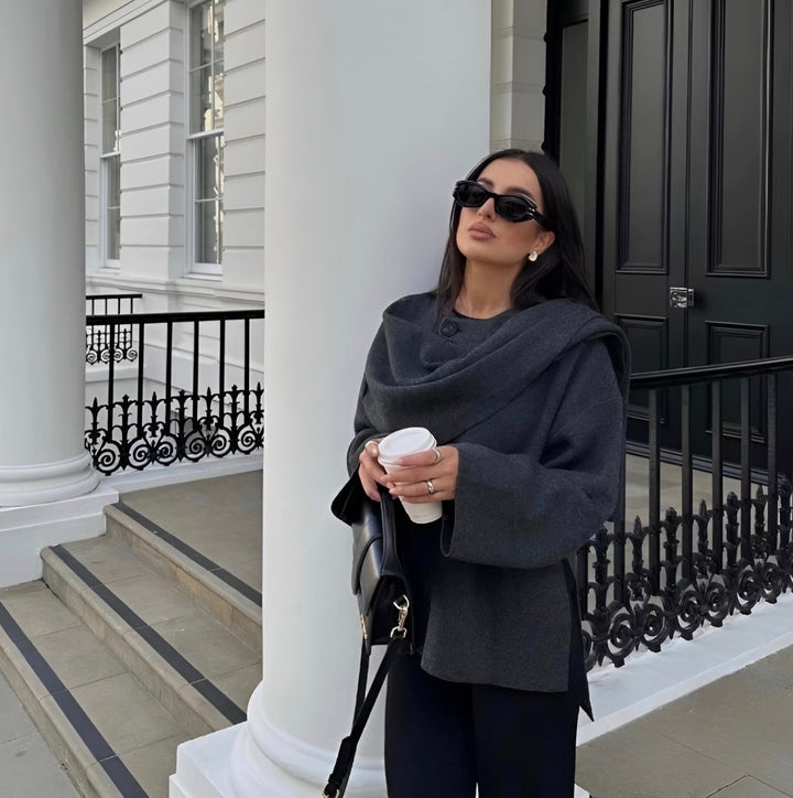 Stylowy damski zimowy ponczo - Ella