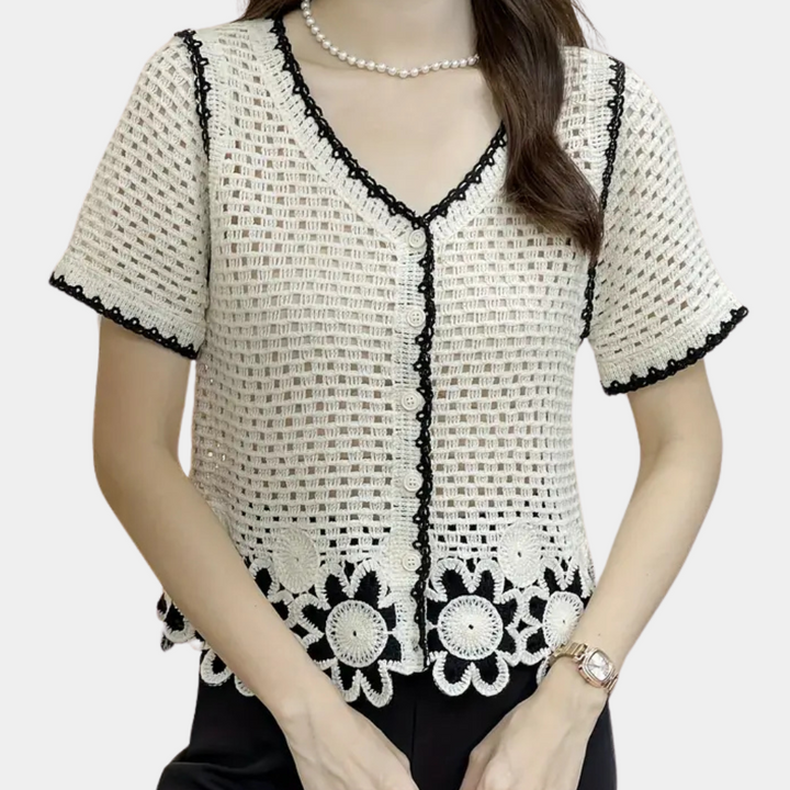 Trendy Opengewerkte Blouse voor Dames - Livia