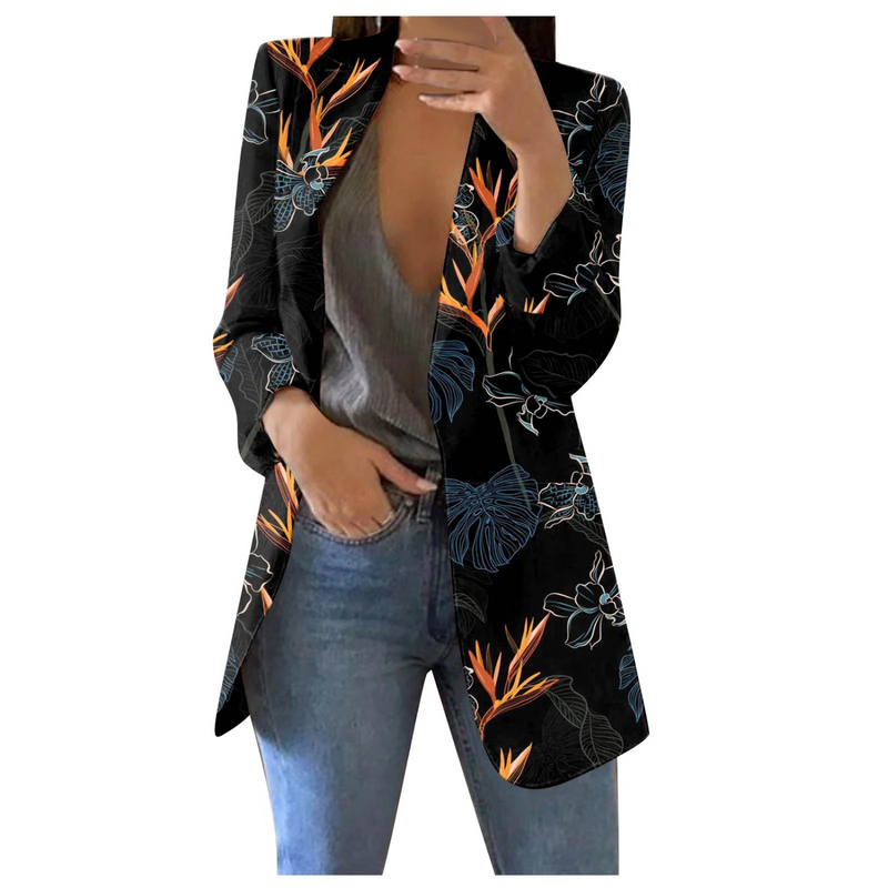 Geprinte Cropped Dames Blazer - Savannah