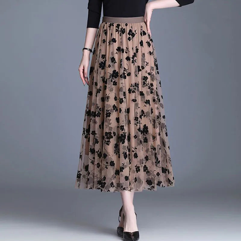 Trendy Mesh Midi-Rok - Fiona