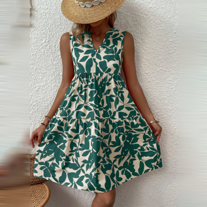 Boho Zomerjurk met Print en V-hals – Yalina