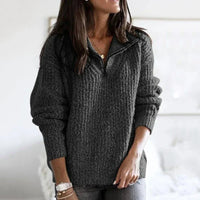 Dames Halfzip Trui met Structuur en Lange Mouwen - Noelle