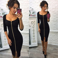 Herfst Bodycon Jurk met Rits – Clara