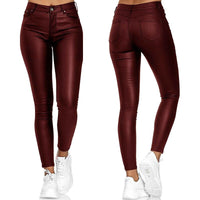 Leren stretchbroek met hoge taille – Raffaela