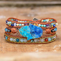 Blauw Hamsa Turkoois Wikkelarmband - Soraya