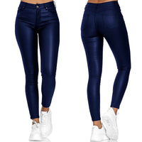 Leren stretchbroek met hoge taille – Raffaela