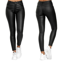 Leren stretchbroek met hoge taille – Raffaela