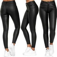 Leren stretchbroek met hoge taille – Raffaela