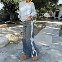 Wijde Jeans met Strepen en Veters - Mila