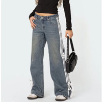 Wijde Jeans met Strepen en Veters - Mila