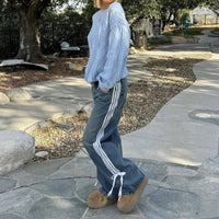 Wijde Jeans met Strepen en Veters - Mila