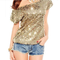 Trendy One Shoulder T-shirt met pailletten voor zomernachten -  GlamGlanz