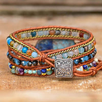 Blauw Hamsa Turkoois Wikkelarmband - Soraya