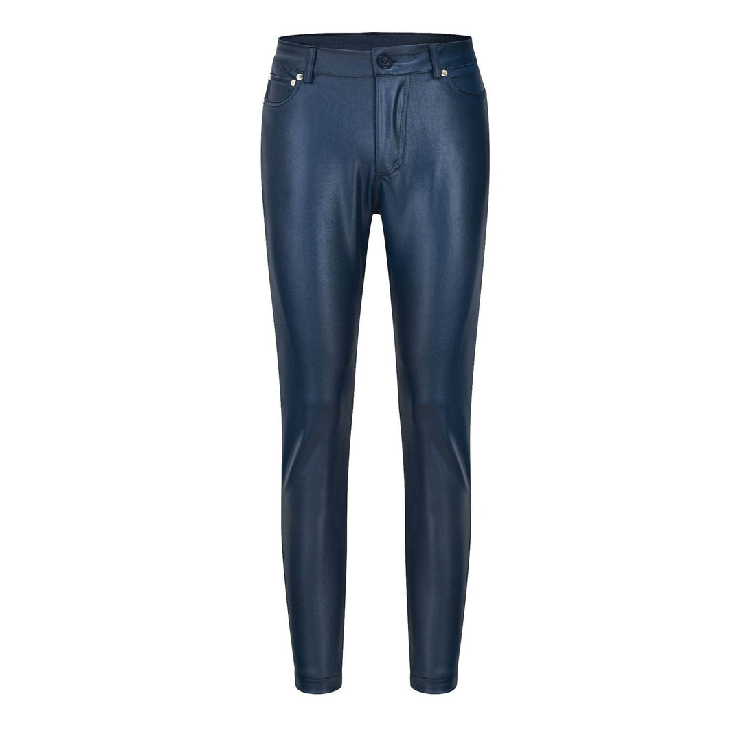 Leren stretchbroek met hoge taille – Raffaela