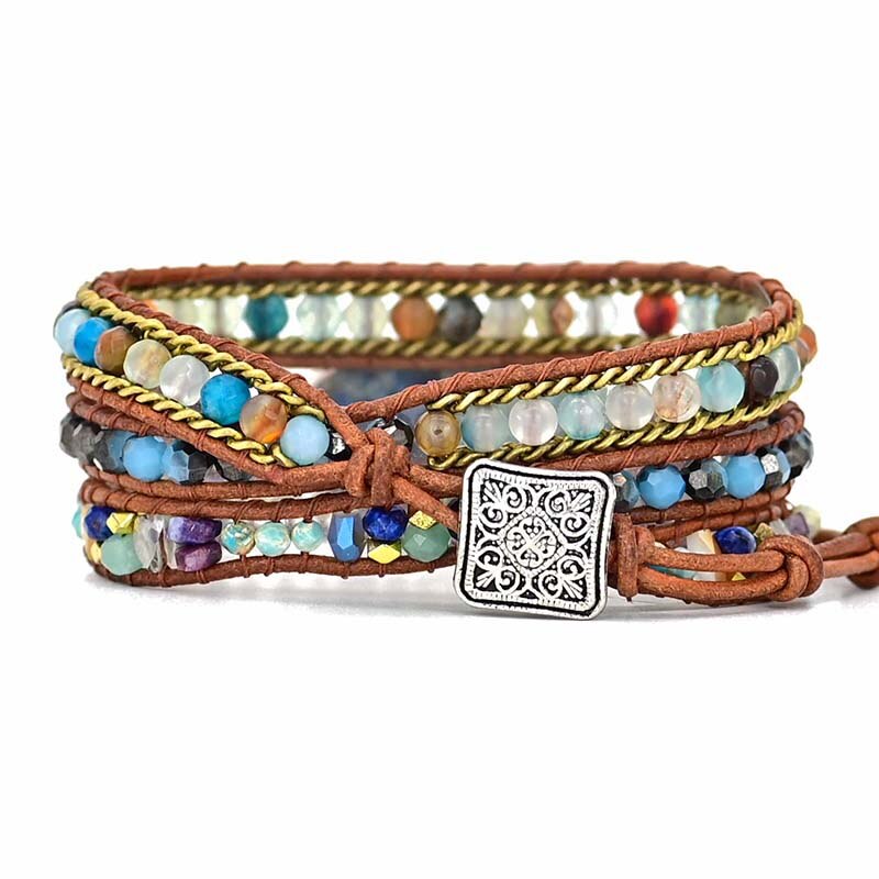 Blauw Hamsa Turkoois Wikkelarmband - Soraya