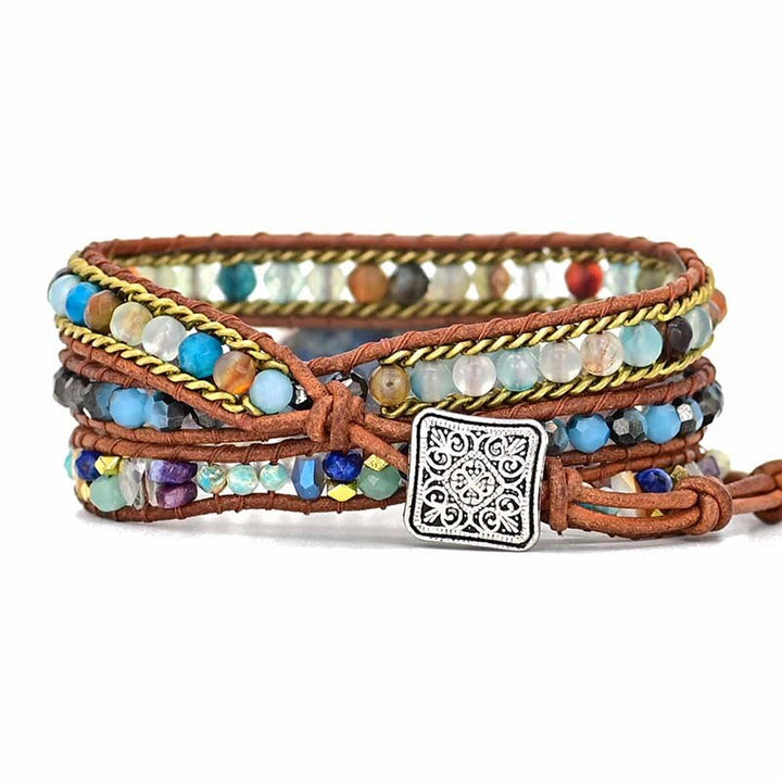 Blauw Hamsa Turkoois Wikkelarmband - Soraya