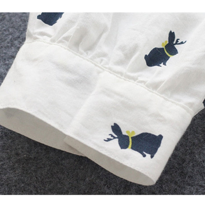 Speelse shirtjurk met konijnenprint en reverskraag - Elina
