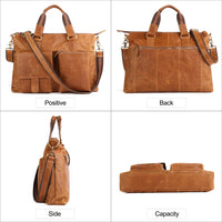 Grote Echte Leren Vintage Laptoptas
