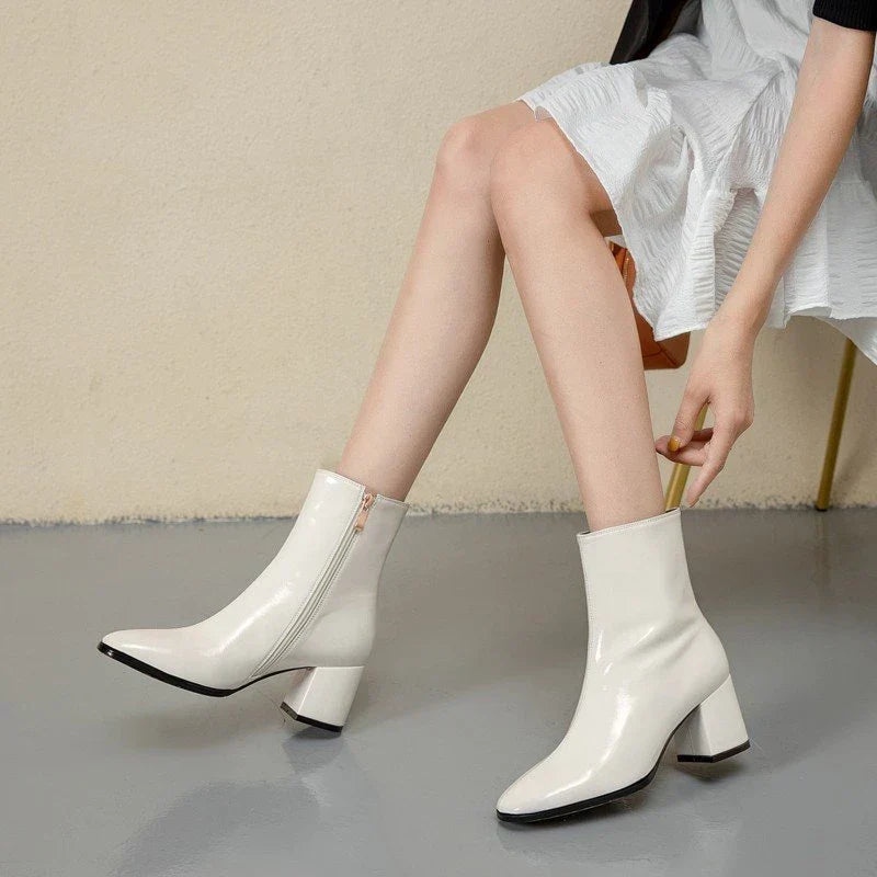 Trendy Lak Leren Dames Enkellaarzen - Luna