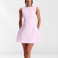Mouwloze Roze Mini Zomerjurk met Halternek – Naomi