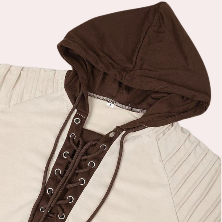 Heren Sweatshirt met Vetersluiting en Capuchon – Eliano