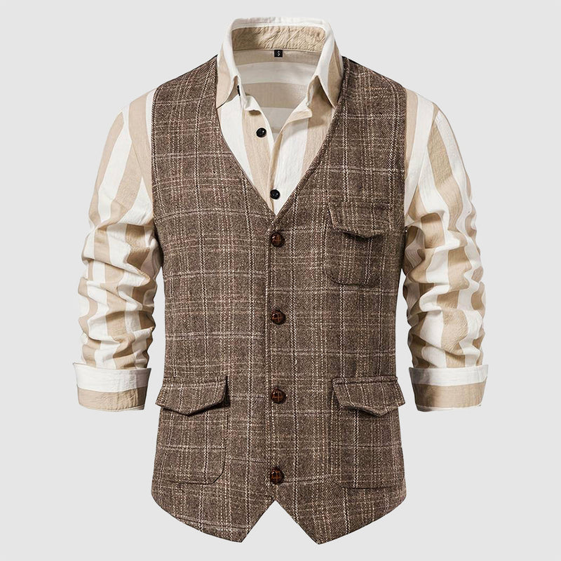 Vintage Heren Gilet met Ruitpatroon – Henri