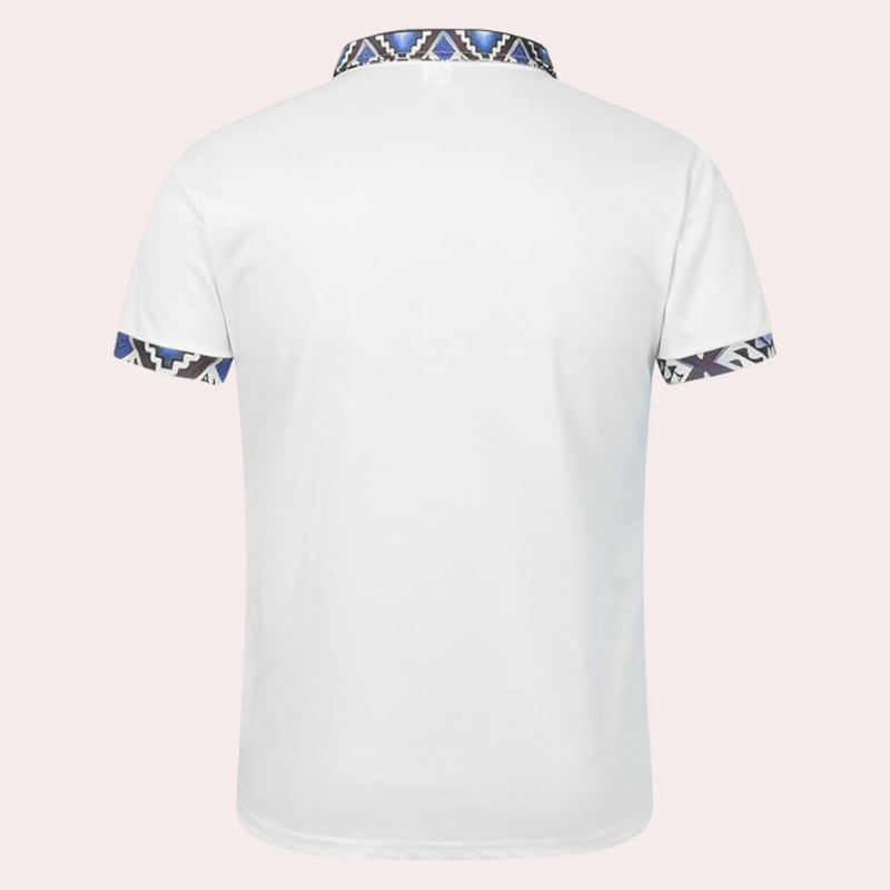 Bedrukte Witte Polo voor Heren - Lucas