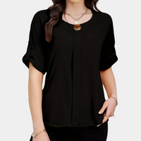 Luchtige Zwarte Plooienblouse voor Dames - Amira