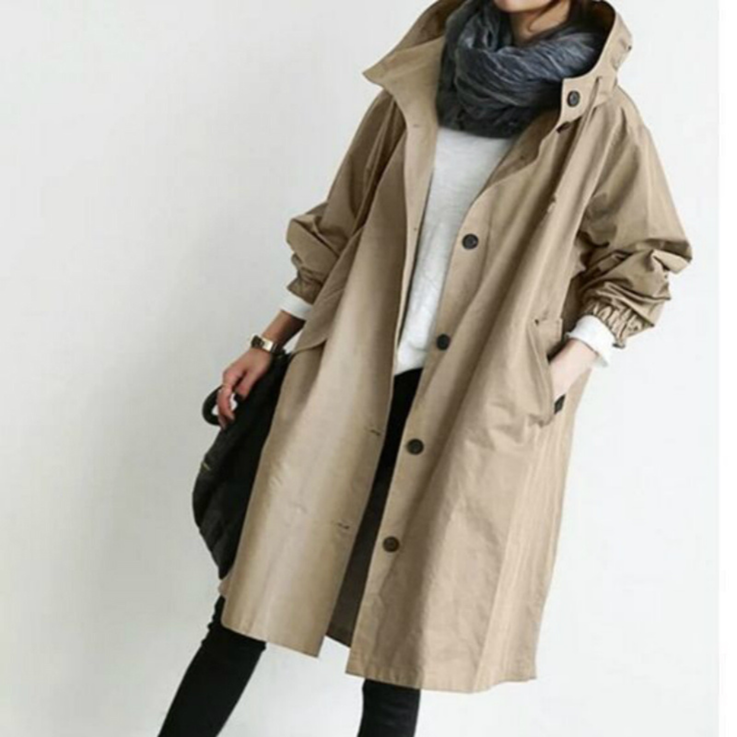 Lange Dames Trenchcoat met Capuchon - Isabelle