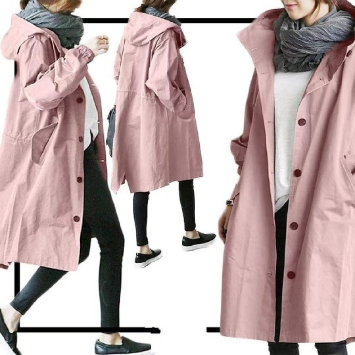 Lange Dames Trenchcoat met Capuchon - Isabelle