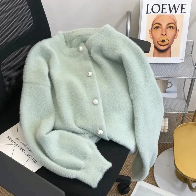 Los Gebreid Damesvest met Ronde Hals - Sophie