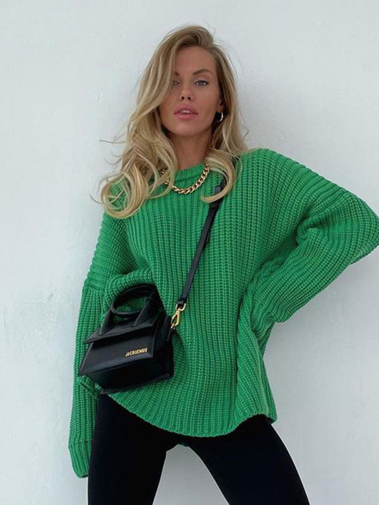 Oversized gruby sweter dziergany dla kobiet - Amara