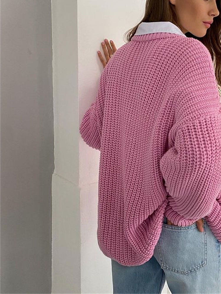Oversized gruby sweter dziergany dla kobiet - Amara