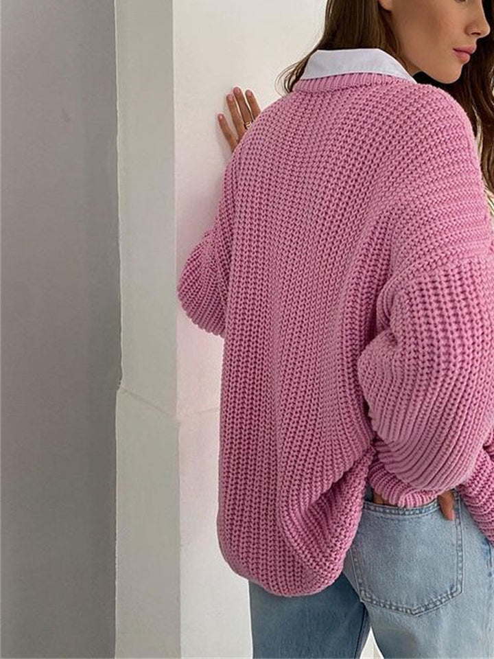 Oversized gruby sweter dziergany dla kobiet - Amara
