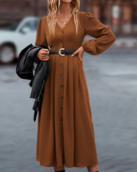 Maxi Herfst Jurk met Knoopsluiting – Amira