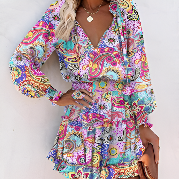 Vrolijke Zomerjurk met Print en Ruches – Lina
