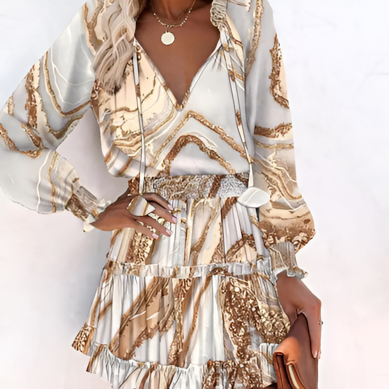 Vrolijke Zomerjurk met Print en Ruches – Lina