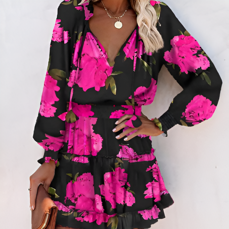 Vrolijke Zomerjurk met Print en Ruches – Lina