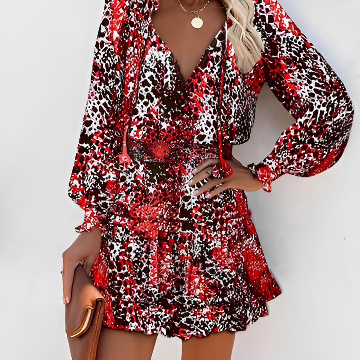 Vrolijke Zomerjurk met Print en Ruches – Lina