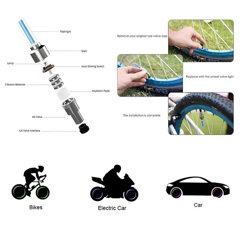 Set van 4 Verlichte Ventieldoppen – GlowRims