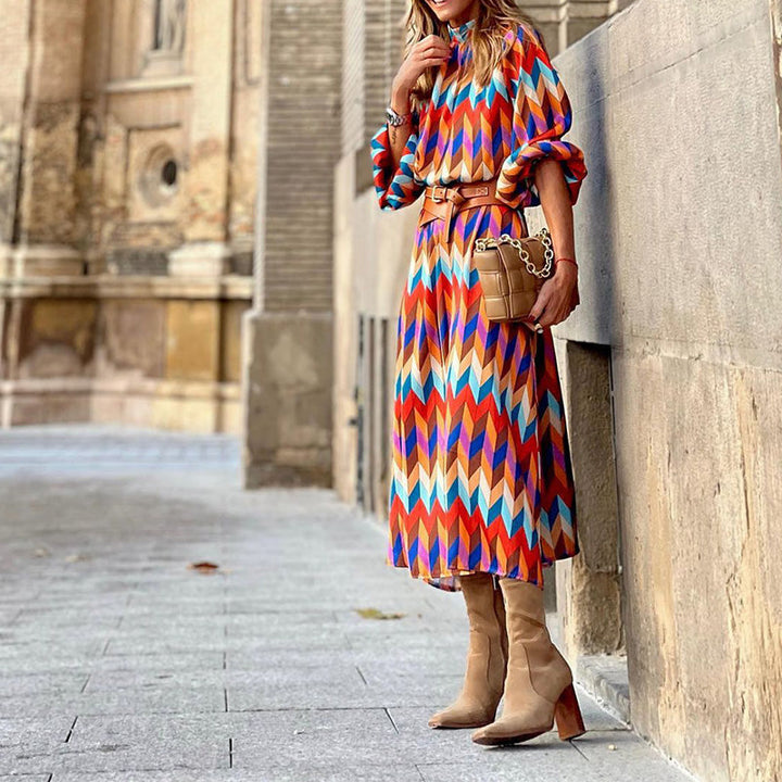 Gekleurde Print Midi Jurk - Sophia