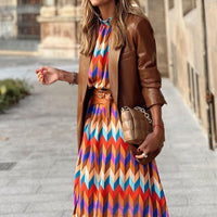 Gekleurde Print Midi Jurk - Sophia