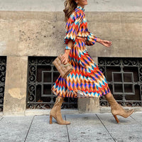 Gekleurde Print Midi Jurk - Sophia