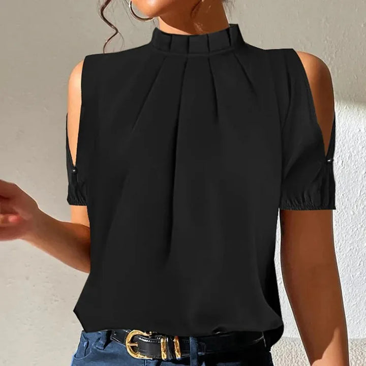 Zwarte Casual Plissé Top – Lynette