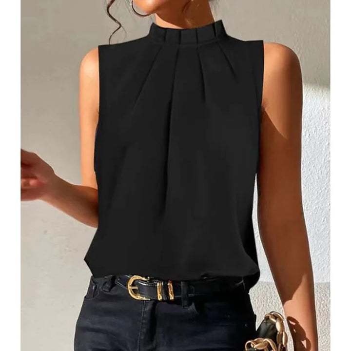 Zwarte Casual Plissé Top – Lynette