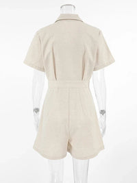 Linnen Zomerjumpsuit met Korte Mouwen – Maelis