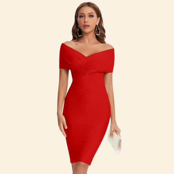Bandage Jurk met V-hals -Celeste