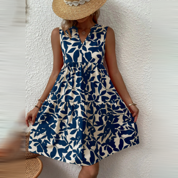 Boho Zomerjurk met Print en V-hals – Yalina
